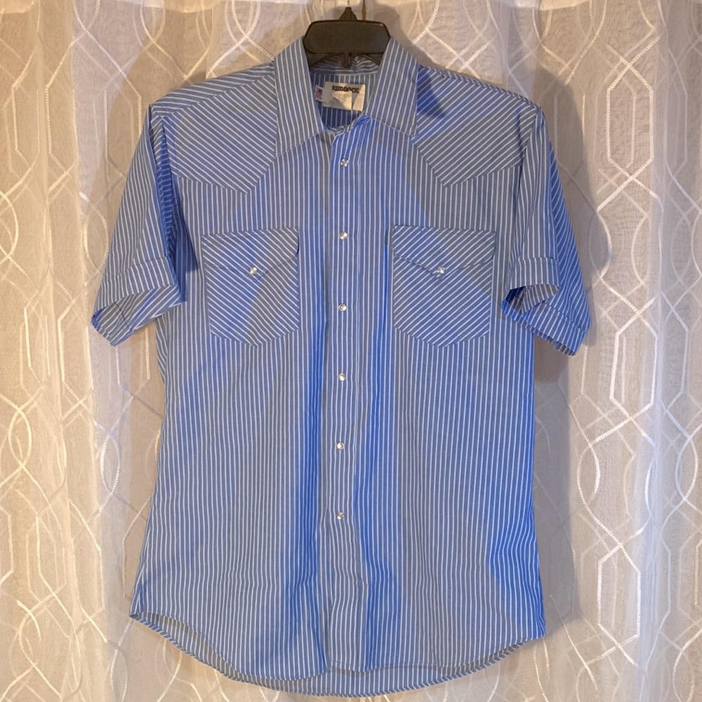 Ruddock Extra Long Tail Pearl Snap Short Sleeve Shirt 16 1/2